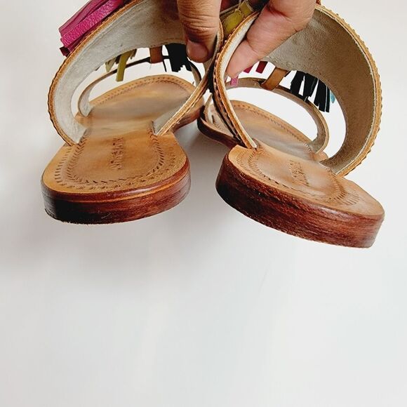 Antik Batik Youri Green Pink Yellow Tassled Sandals Size 39 Size 8.5 Bin2 - Picture 4 of 10
